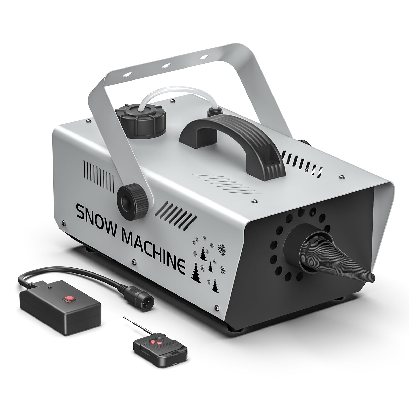 Macchina per Schiuma 1000W, Macchina per neve con telecomando e controllo via cavo, serbatoio da 1 litro per Natale, matrimoni, fotografia, feste, palchi per bambini, sfilate