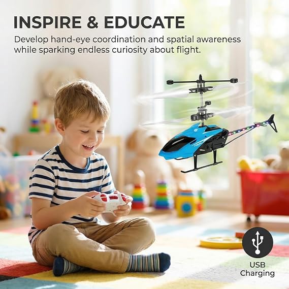 Remote Control Helicopter, RC Helicopters Toy Mini RC Helicopter Remote Control Flying Toy Controlled Aircraft Indoor Airplane Toys Mini Helicopters Models Gifts for Birthday(Blue)