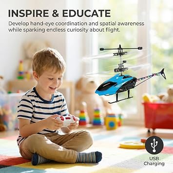 Remote Control Helicopter, RC Helicopters Toy Mini RC Helicopter Remote Control Flying Toy Controlled Aircraft Indoor Airplane Toys Mini Helicopters Models Gifts for Birthday(Blue)