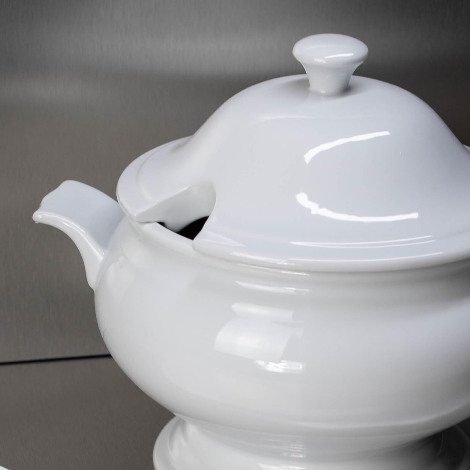 BIA Cordon Bleu Everyday Porcelain 3-Piece Soup Tureen (3.5 qt.) Set with Ladle, White
