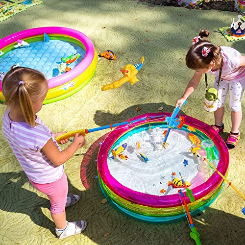Timisea 6 Pieces Fishing Rod Magnetic Fishing Game Educational Learning Toys 3 Colors Plastic Floating Fish Toddler Color Ocean Sea Animals For Children And Adult Magnetic Fishing Rod Game #TOP6