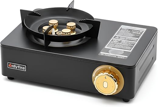 11.4" Butane Gas Stove with Carrying Case, Portable Camping Stove Precise Heat Control, Camp Stove for Patio Cooking Camping Hiking RV Trip Tailgating Emergency, GS336GDb