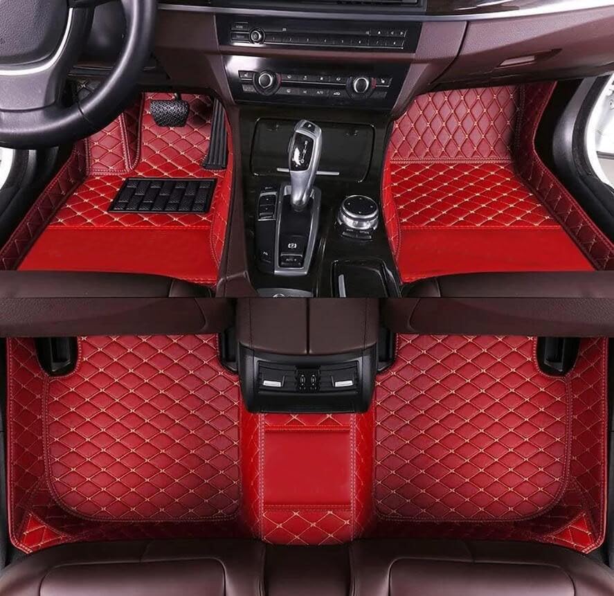 Luxury Custom Car Floor Mats fit for BMW 2,3,4,5,7,8Series,BMW M2,M3,X1,X2,X3,X4,X5,X6,X7,Z4 Waterproof and Non-Slip Material by HAIUIKIK (Red Beige)