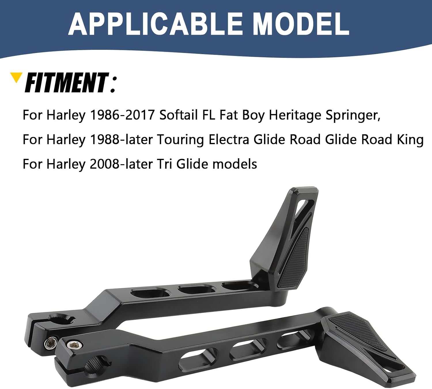 Heel Toe Gear Shifter Lever Pegs CNC Phantom Shift Lever Pegs Fit for Harley Touring 1988-later Electra Glide Road Glide Road King Street Glide 86-2017 Softail FL Fat Boy 2008-later Tri Glide (Black)