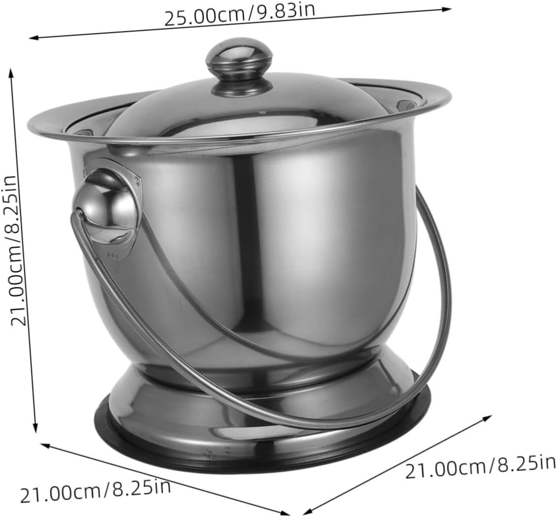 Stainless Steel Pee Bucket Potty for Adults Portable Urinal Lid Travel Potty for Seniors Bedside Commode