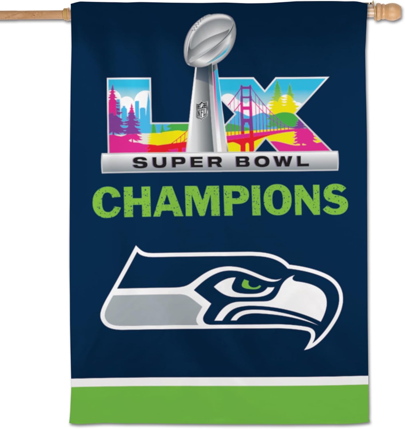 WinCraft Seattle Seahawks Super Bowl LX Champions Double-Sided 28" x 40" Vertical Banner