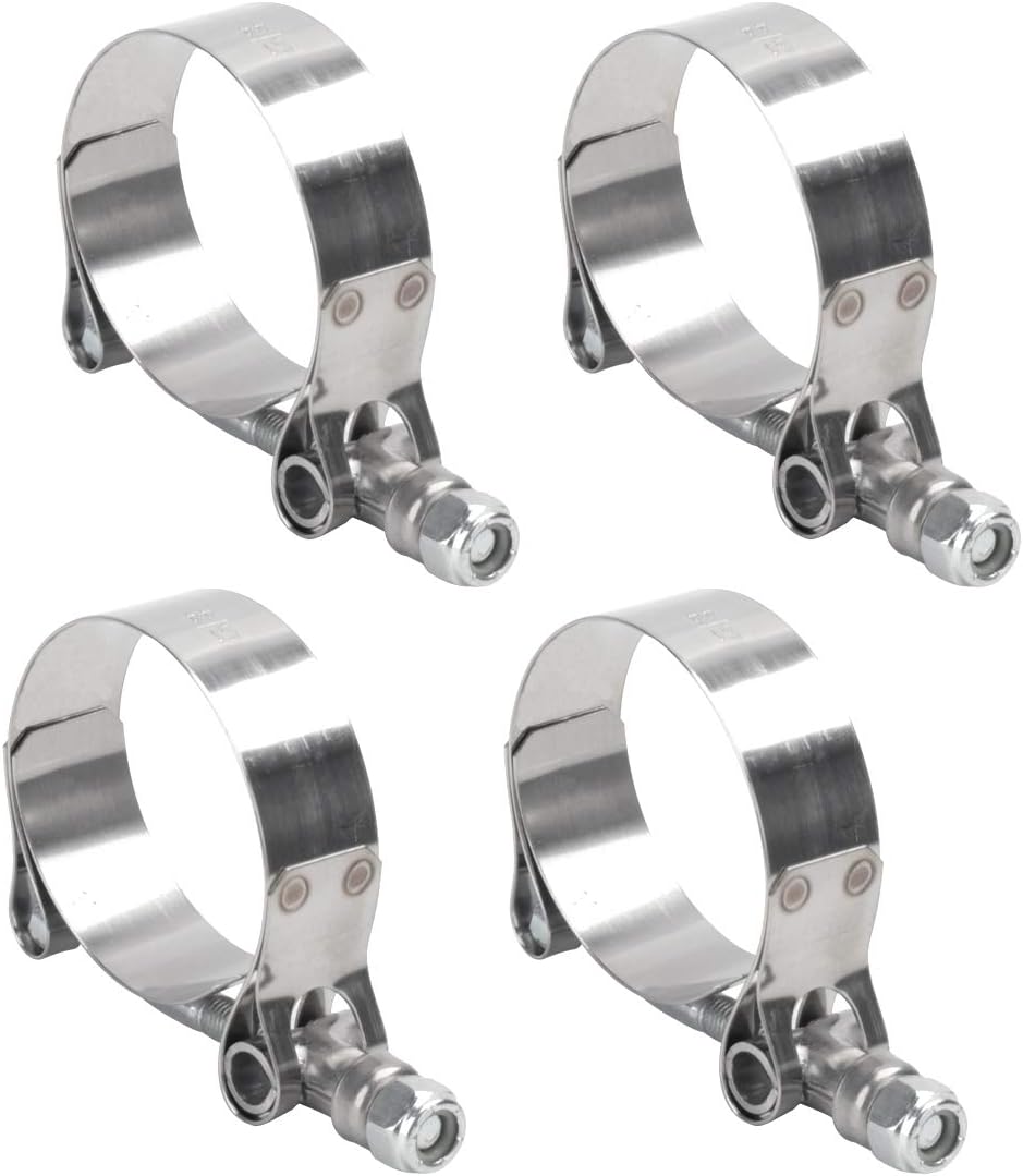 WISAUTO51-59MM Stainless Steel T-Bolt Clamp for 1.75'' ID Hose Turbo Silicone Intercooler Hose Clamp Pack 4pcs 51-59MM