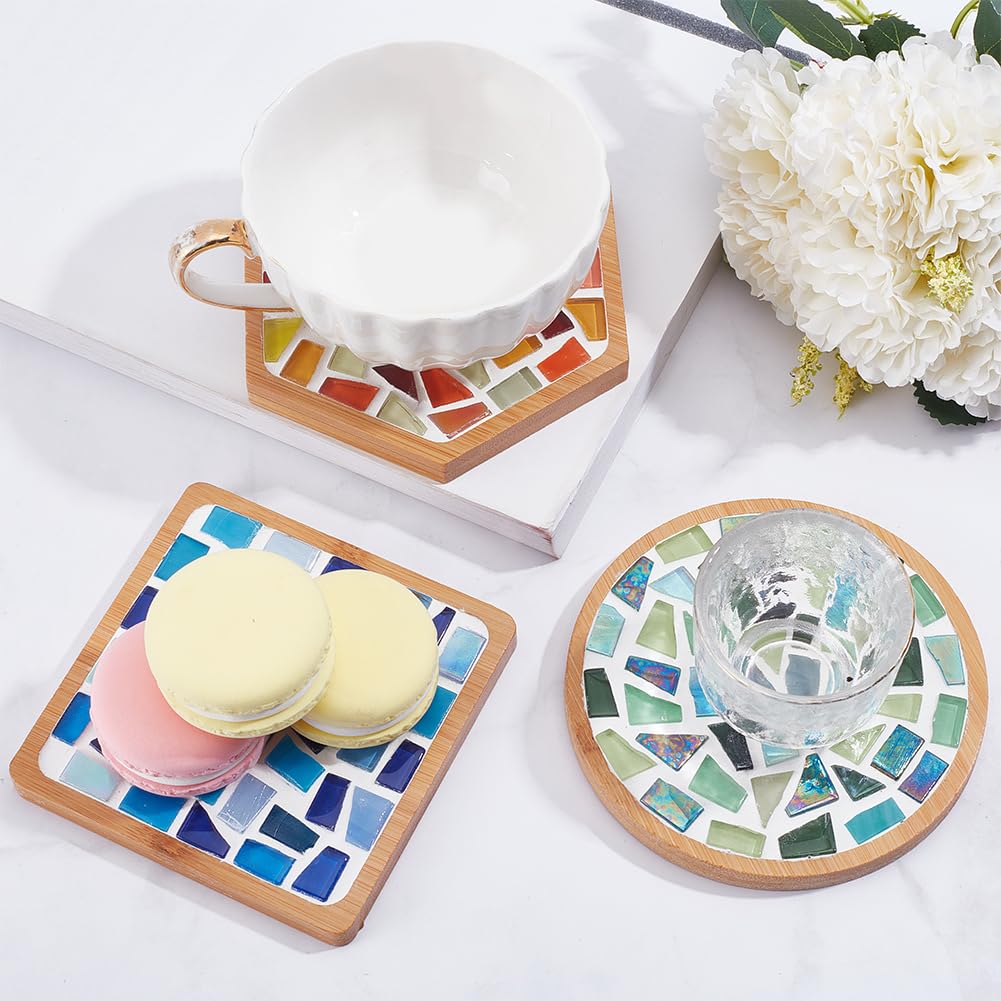 WEBEEDY Kit di sottobicchieri a mosaico fai da te, colori misti, piastrelle a mosaico in vetro fai da te, per artigianato, sottobicchiere per tazza da bere, set artigianale fatto a mano, con