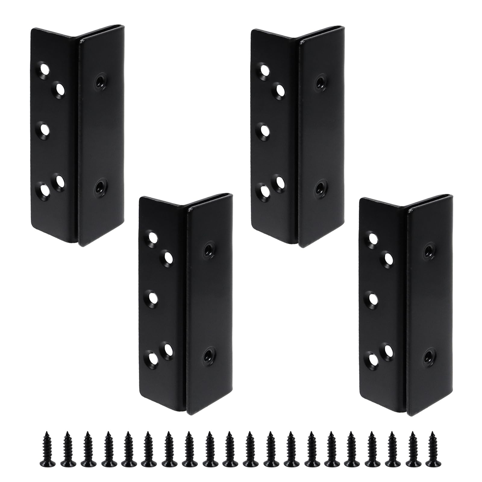 UTALIND 4 Pcs Black Iron Headboard Bracket Bed Rail Brackets Frame Hardware, Headboard Mounting Brackets with Screws for Bed Mounting Frame