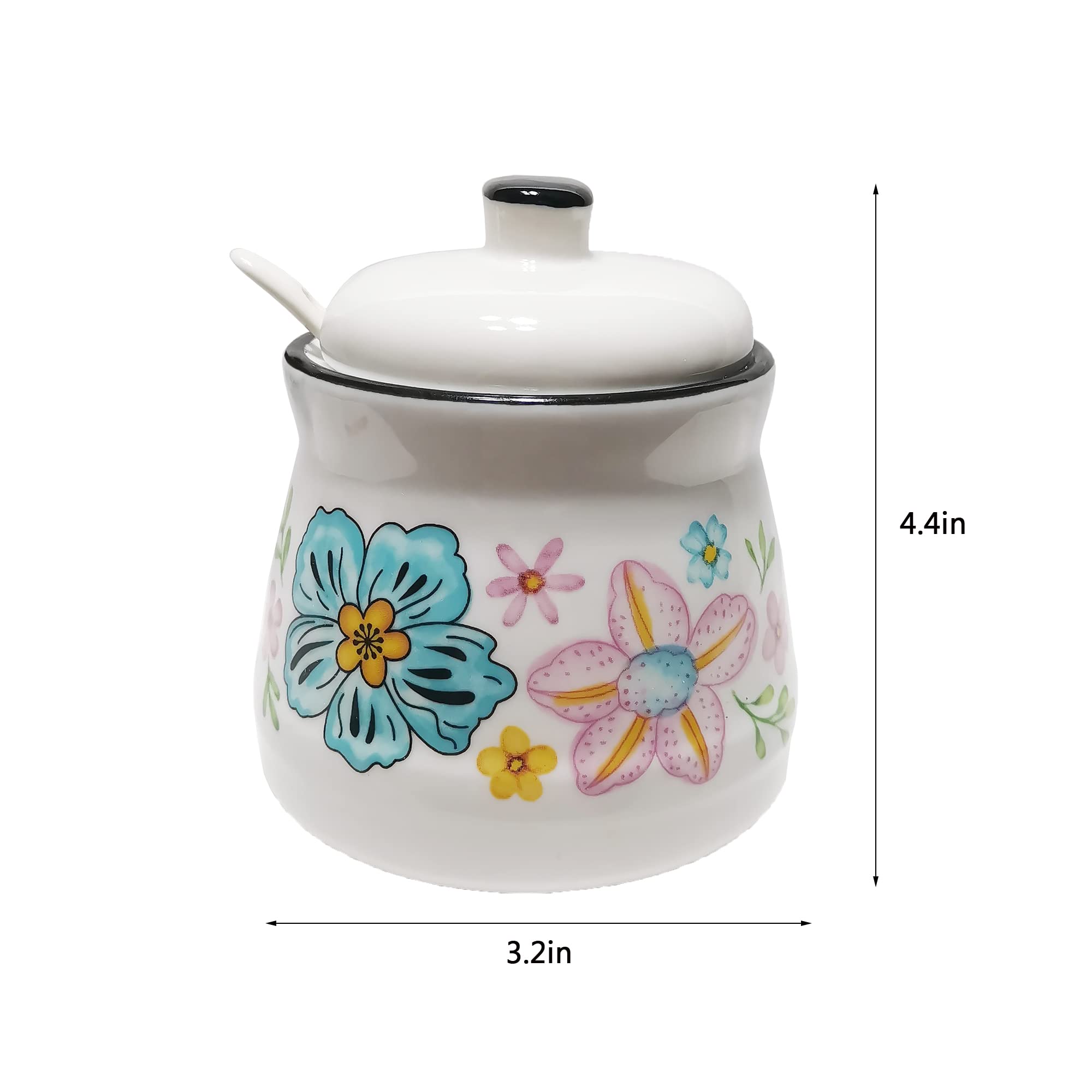 Ceramiczna cukiernica z pokrywką i łyżką pojemnik na sól uchwyt na cukier do baru kawowego, domu i kuchni 350 ml