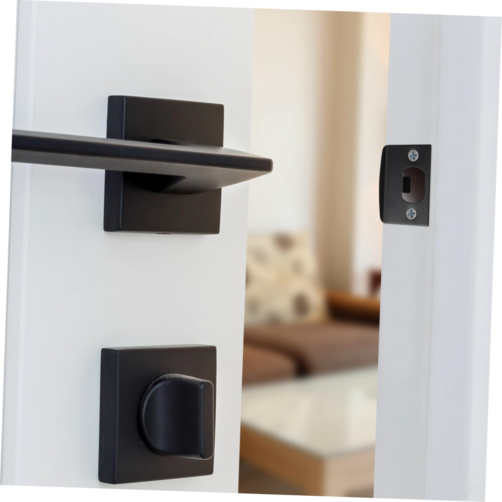 Lurrose 5 Ensembles Plaques De Serrure Acier Inoxydable Résistantes Et Durables Kit Pour Renfort De Porte D Entrée Installation Facile Pour Pêne Dormant Protection Pour Maison 4 Pièces * 5
