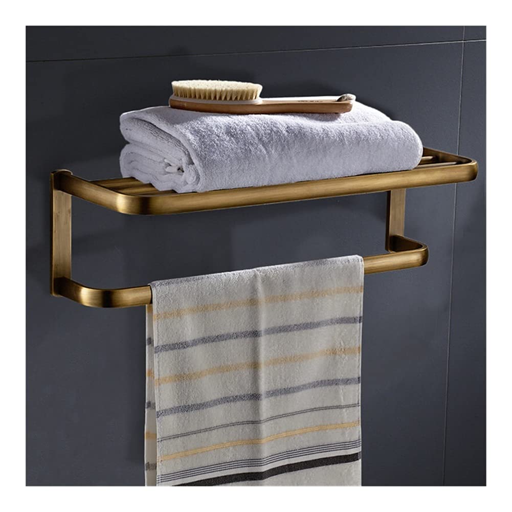 Porte-serviettes mural en bronze antique avec étagères de rangement