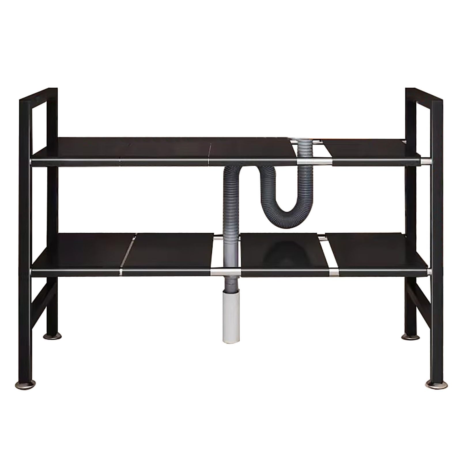 Erweiterbarer Unterschrank Organizer, 2-Stufiger Spülschrank Organizer Ausziehbar mit Abnehmbaren Paneelen, Regal Ausziehbar für die Garderobe(Medium)