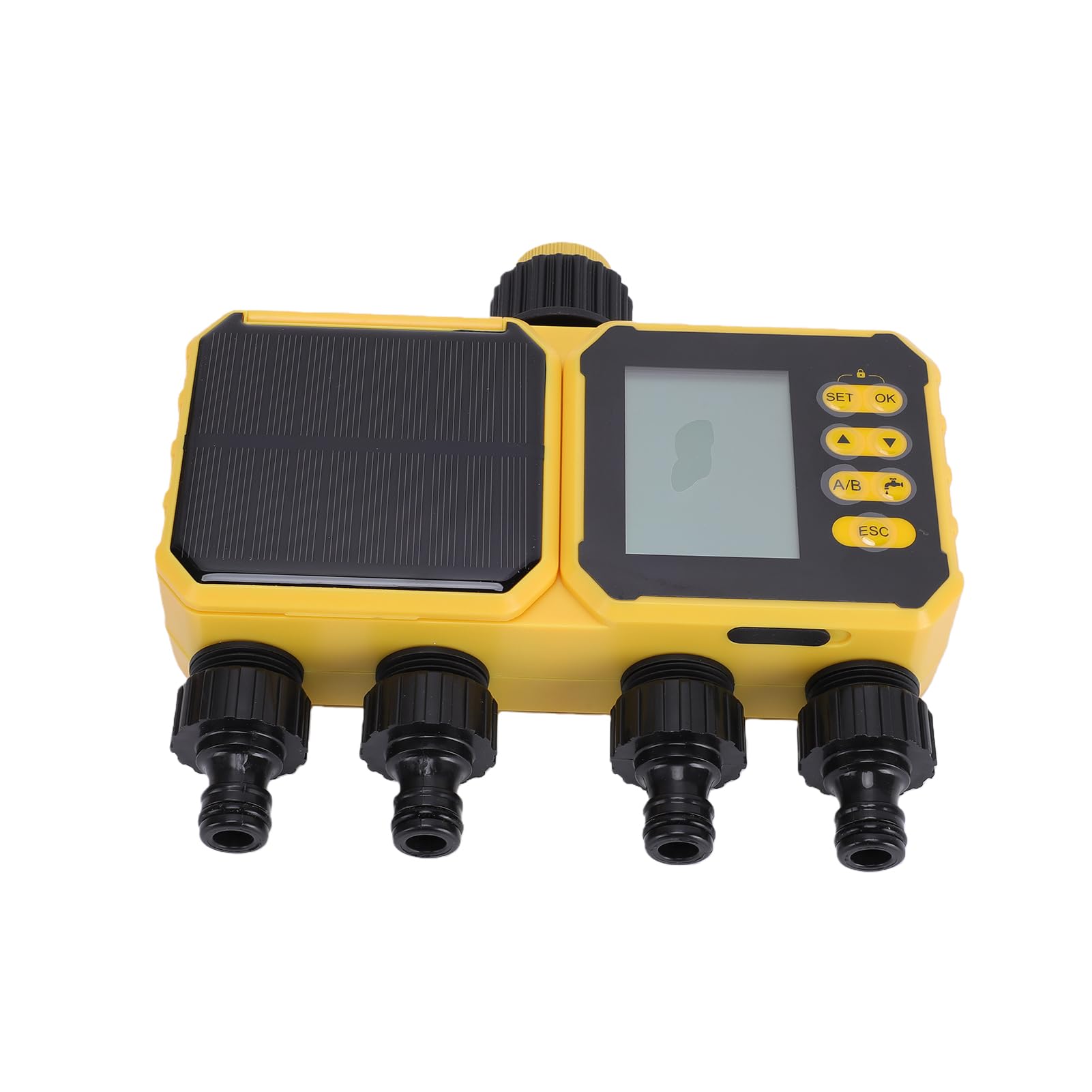 Bewinner Controller Intelligente per Irrigazione Solare, Timer per Irrigazione Automatico IPX5 con Ricarica USB, Timer per Automatico con Sensore Pioggia, Programma di Personalizzabile per Serra da