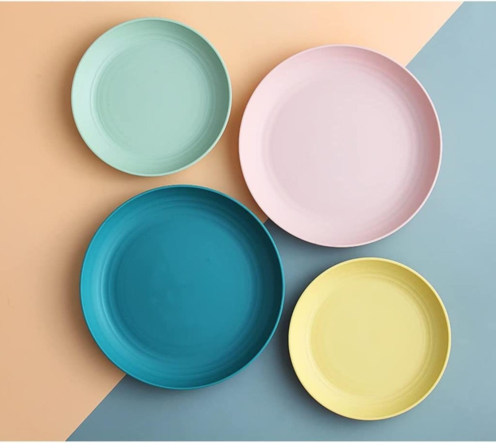 Platos Grandes de Plastico Hondos 8 Piezas, Irrompible y Reutilizable, Platos Llanos Ligeros para Pasta y Cuenco Redondo para Bolas de Masa Hervida,Green-8inch