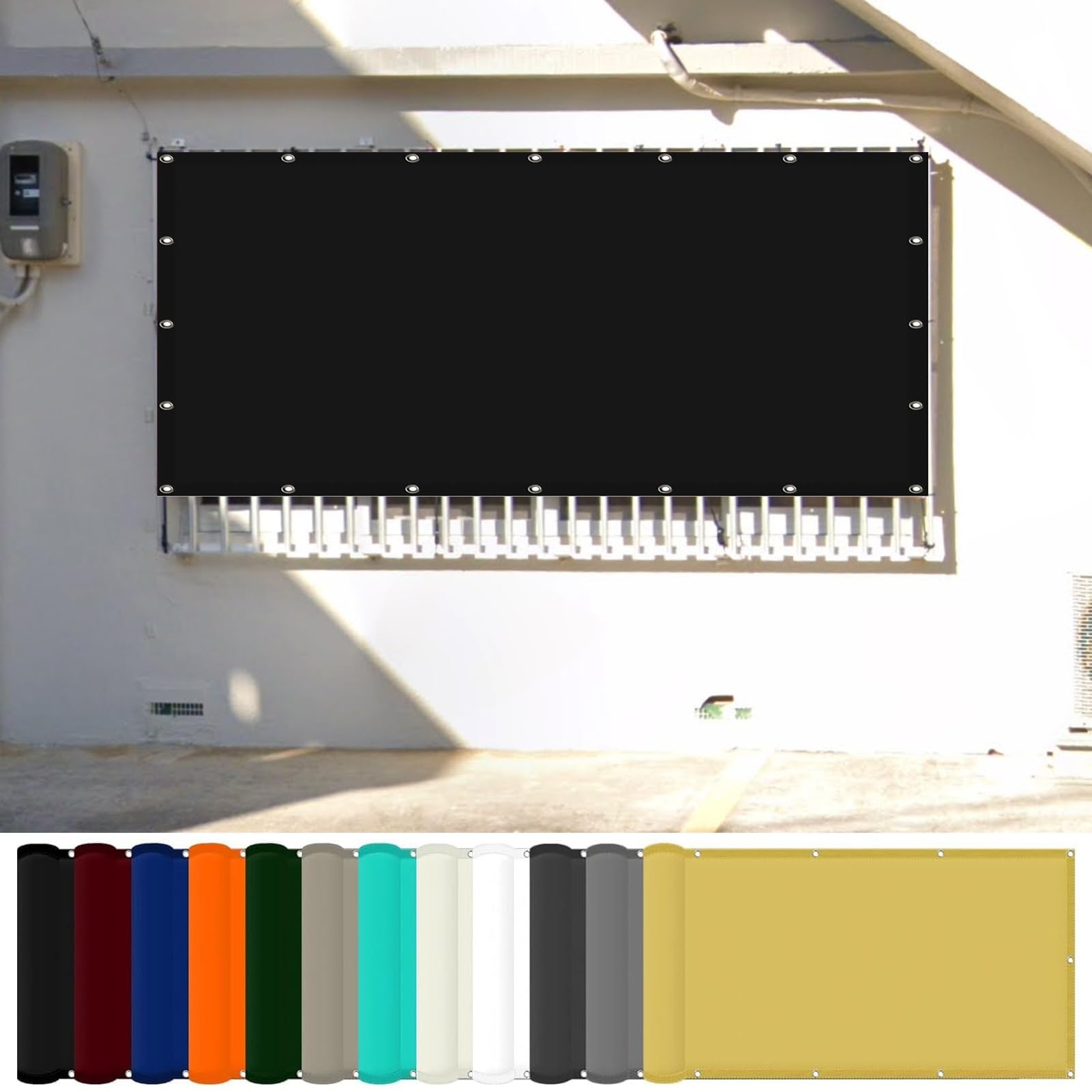 Pokaz ogrodowy 1.2 x 1.4 m Wodoodporny Parasol ogrodowy Z bezpłatną liną Blok UV odporny na warunki Parapety przeciwsłoneczne w ogrodzie na, Czarny