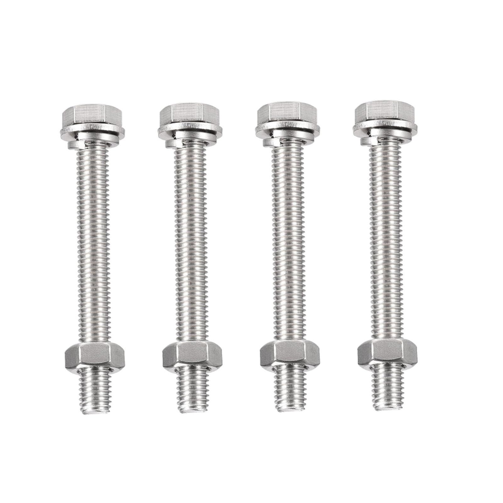 TA-VIGOR 4Pcs M10 x 90mm Hex Head Screws Bolts, Nuts, Flat & Lock Washers Kits, Fully Thread Hexagon Bolts