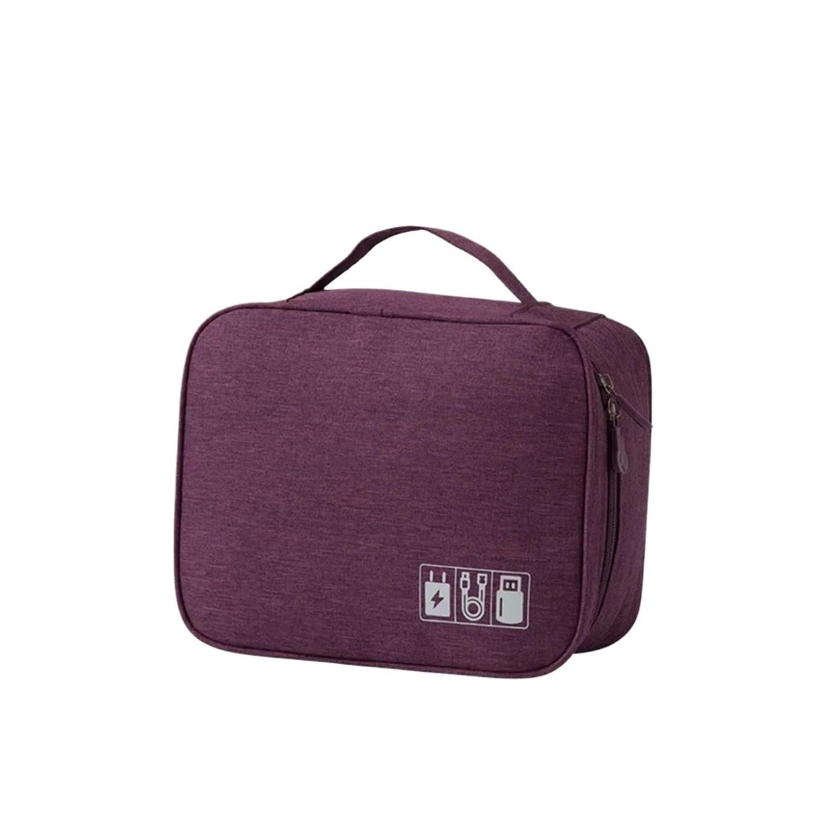Bolsa organizadora de Accesorios electrónicos, Cable de Datos for Auriculares, Accesorio Cargador, Puerto Disco Duro alimentación Multicapa(Purple)