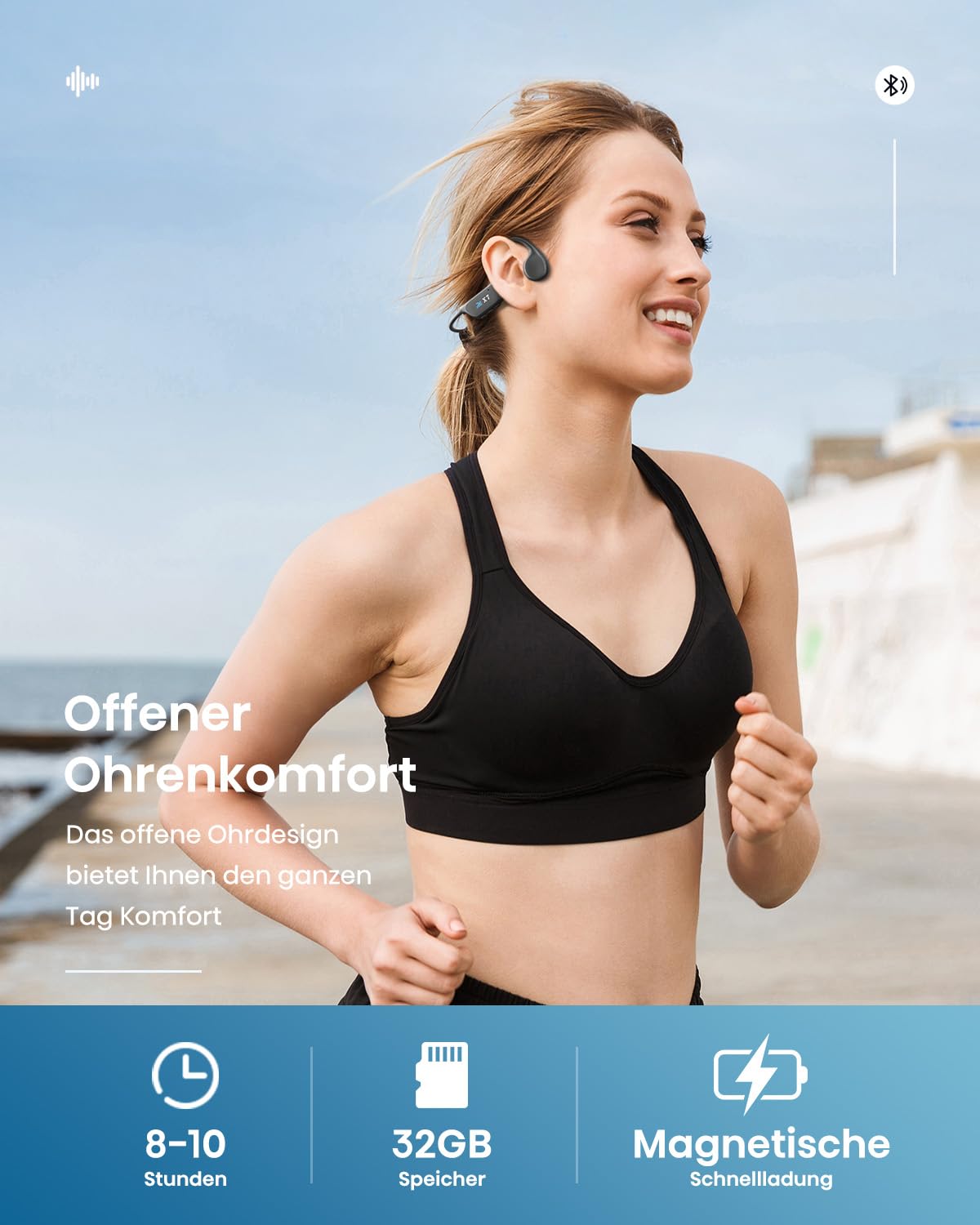 Guudsoud Lettore MP3 da 32 GB con Auricolari da Nuoto Bluetooth IP68