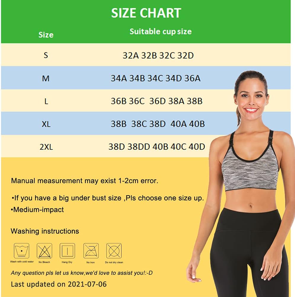 YEYELE Medium Support and Removable Pad Tank Top Racerback Post Surgery Sports Bras for Women - Image 5