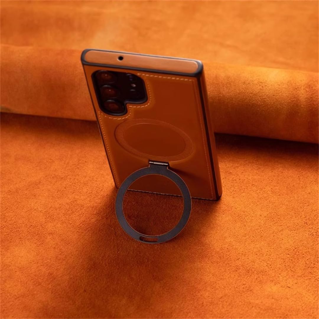 Biznesowy skórzany futerał magnetyczny w stylu retro do Samsunga Galaxy S26, S25, S24 Ultra, S23, S22 Plus, A15, z ładowaniem bezprzewodowym (do Samsunga S22Ultra/brązowy)