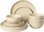 Gibson Home Hazeltine 16 Assiette et bols de pièces Assiettes en grès Ensemble de vaisselle en céramique - Bleu marine