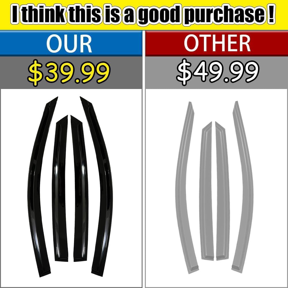 Tape-on Rain Guards for 2018-2022 Honda Accord, Side Vent Visors Shades Window Deflectors