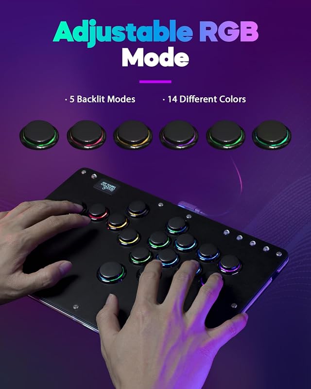 Sehawei Arcade Stick R16 16 gombos arcade kontroller PC/PS3/PS4/Switch-hez RGB LED