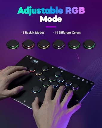 Haute42 Leverless Arcade Stick, Hot-Swap 16-Key Fighting Controller (Black)