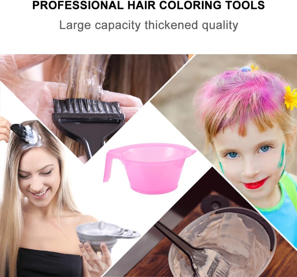 IMIKEYA 3Pcs Plastic Hair Color Mixing Bowls Pink Hair Dye Bowl with Handle for Salon Hairdressing Tint Tools