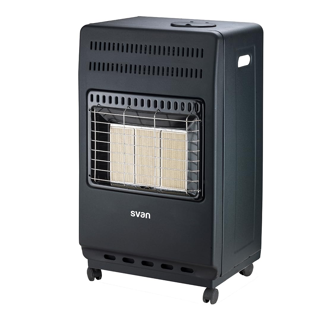 Svan Estufa Catalítica de Gas 4200 W Negro. SVCA34CAT, Calefacción por plato cerámico, Sensor antivuelco, Apto para Butano/Propano/LPG