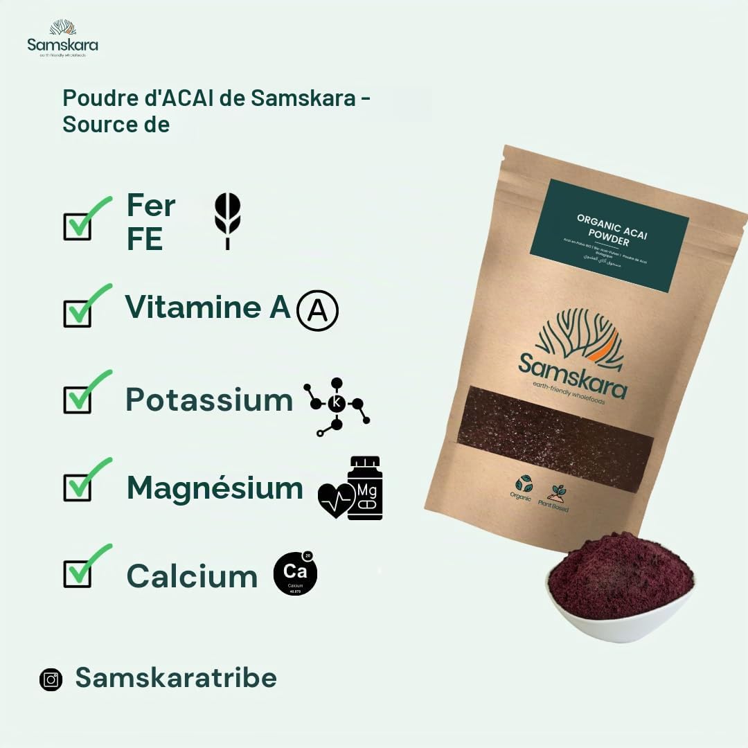 Poudre d'açai| BIO biologique | Samskara | (500g x 1 pack)
