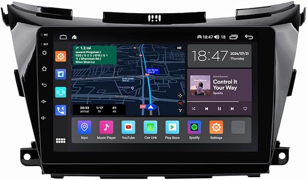 for 2014-2020 Nissan Murano Z51 Car Radio Stereo Replacement QLED Touch Screen Carplay & Android Auto Head Unit with Qualcomm Bluetooth 5.1 8-Core 8+128GB