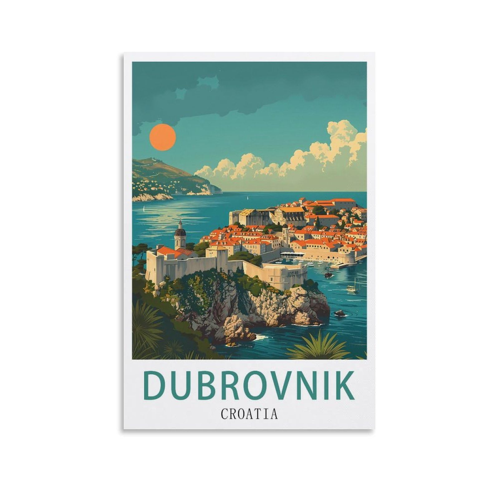 YNIEILUU Dubrovnik Croatia Vintage Travel Posters 08x12inch(20x30cm) Canvas Art Posters Painting Pictures Wall Art Prints, Wall Decor for Bedroom