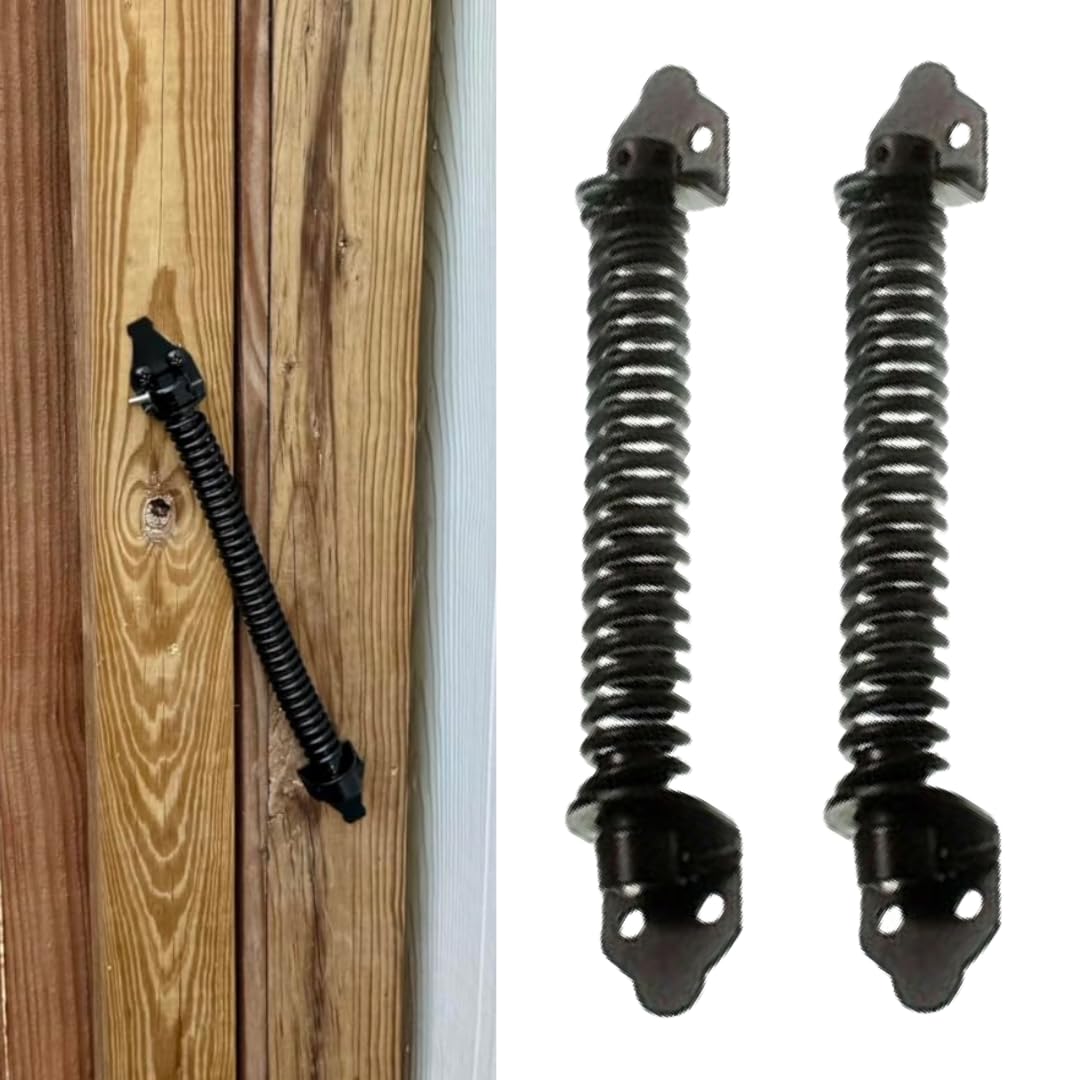 2 Adjustable GATE Spring 8" or 10" Garden Door Closer Automatic Shed Black Zinc Plated Galv (Black, 8 inch)