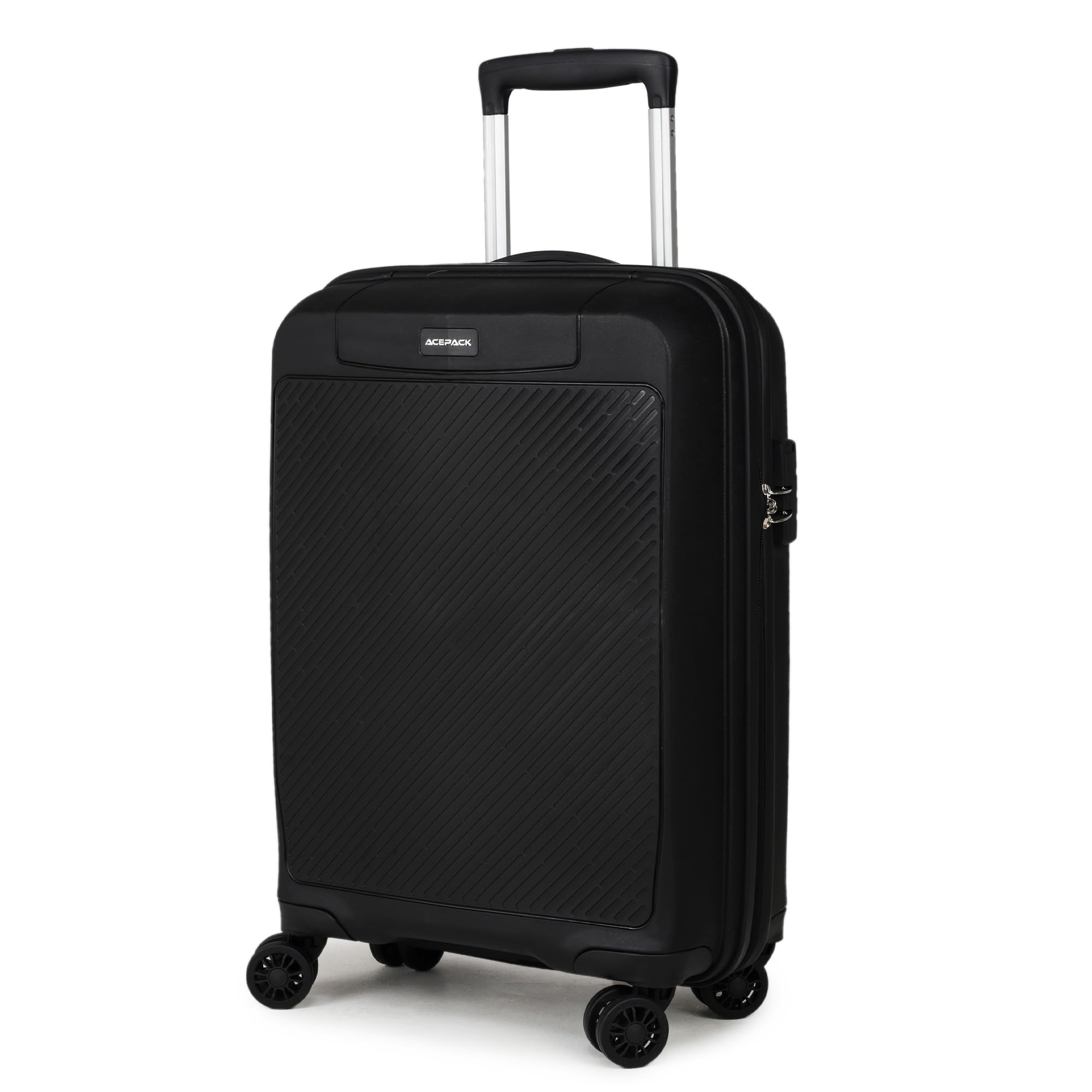 ACEPACKX VERAGE Comet 20"/56cms Cabin Hardsided Trolley Bags for Travel, Small Suitcase with Spinner Wheels, Secure Lock Luggage (Black)