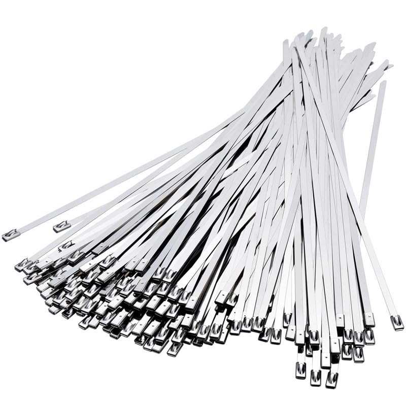 Opaska zapinana na zamek 100 szt. Uniwersalny kabel blokujący Metalowe opaski zaciskowe Opaski zaciskowe do kabli ze stali nierdzewnej Zamykana metalowa opaska zaciskowa z zamkiem wydechowym powleka