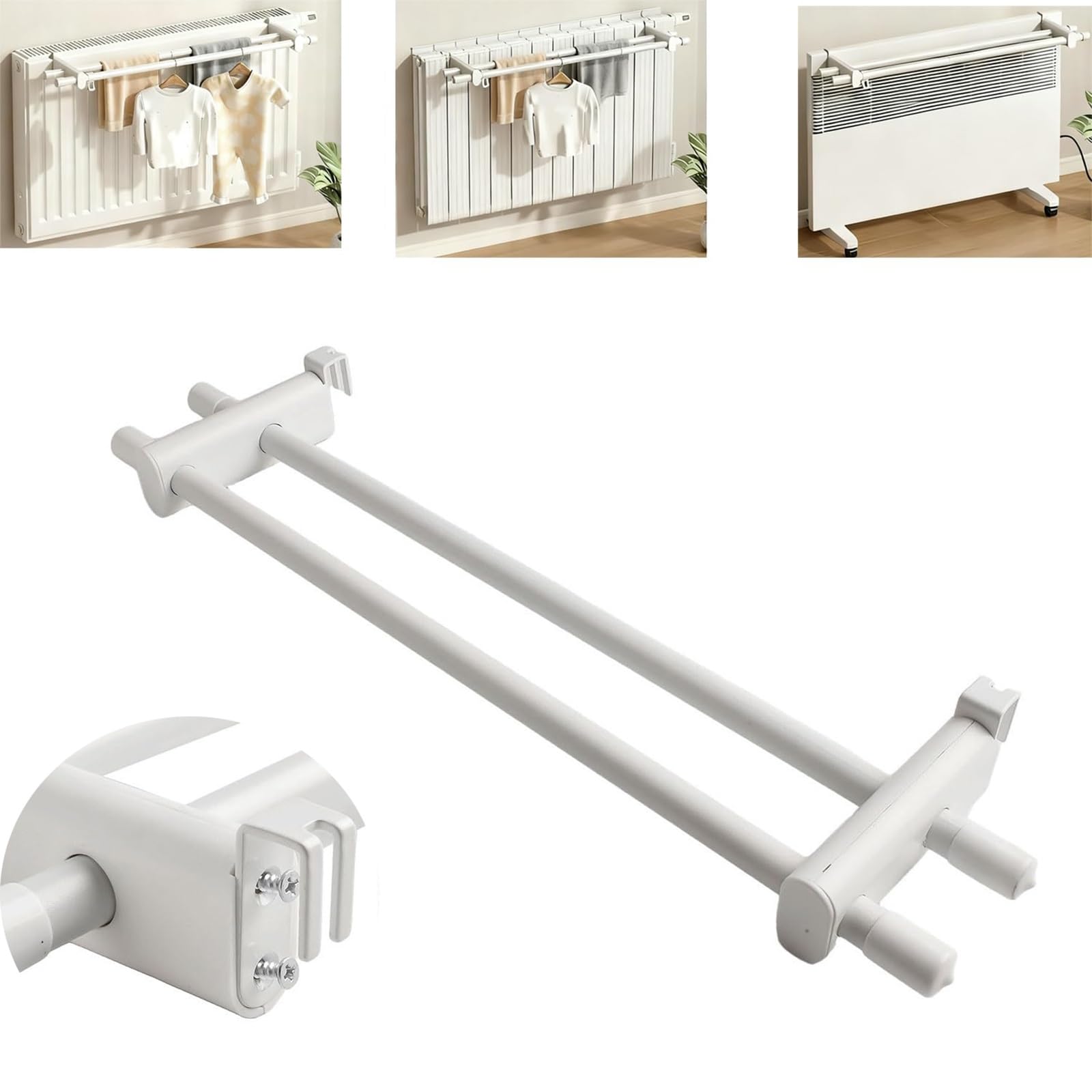 Double barre de radiateur de chauffage : porte-serviettes sans perçage pratique