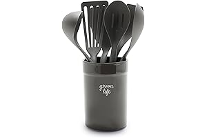 7-Piece Cooking Tools and Utensils Set with Ceramic Crock Holder