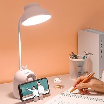 Pick Ur Needs Rechargeable Led Desk Lamp Eye Protection Flexible Study Table Lamp For Student(Pink) - Plastic