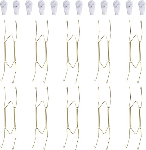 Miniatura 7 de Paquete de 10 ganchos para platos, 5 pulgadas para pared con 12 ganchos, compatibles con platos decorativos de 5 a 6 pulgadas y artes