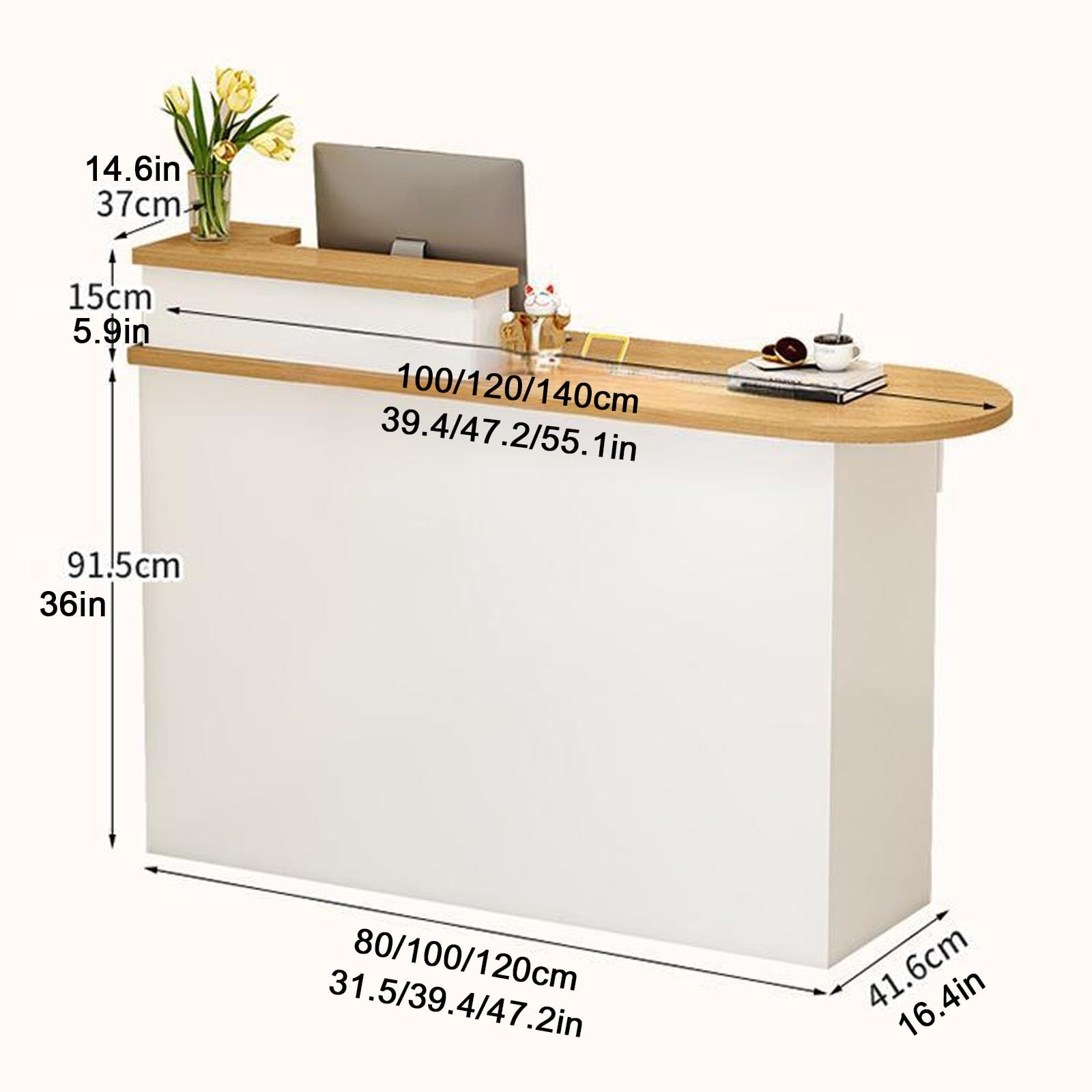 Empfangstheke,Moderne Rezeption,Rezeptionstheken,Rezeptionstisch mit abschließbarer Schublade，Ladentheke，Modern Büromöbel Thekentisch，Empfangstheke Kosmetikstudio(Left-7,120x50cm/47.2x19.6in)