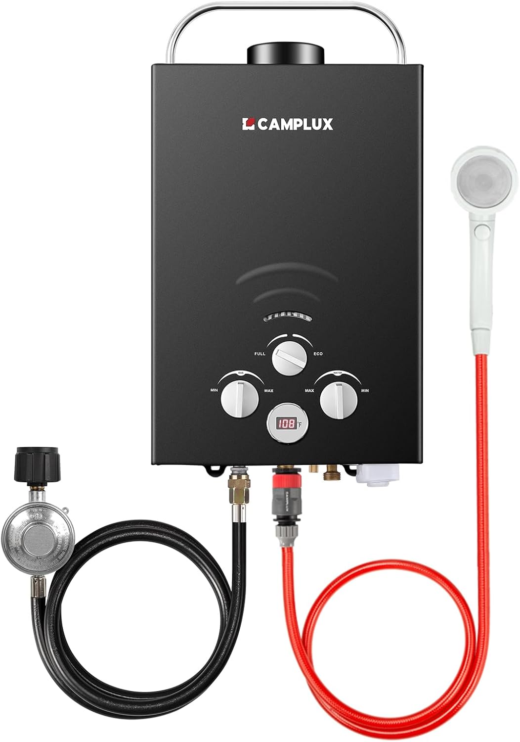 CAMPLUX Portable Tankless Water Heater 1.58 GPM, BW158B Outdoor Propane