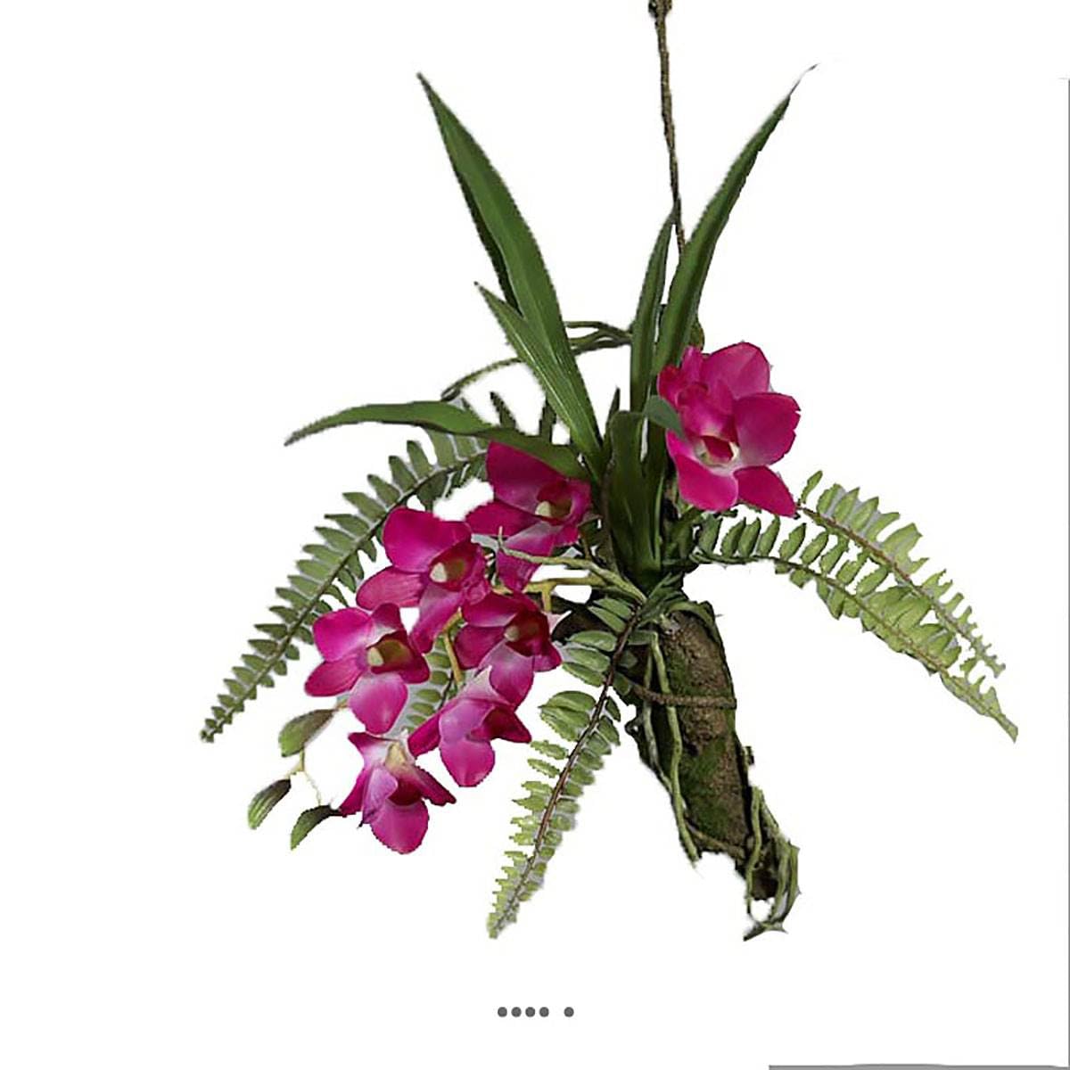 Orchidea dendrobium in Lattice su Ramo da Appendere, Lunghezza Totale 50 cm, Rosa sospesa, Colore: Rosa
