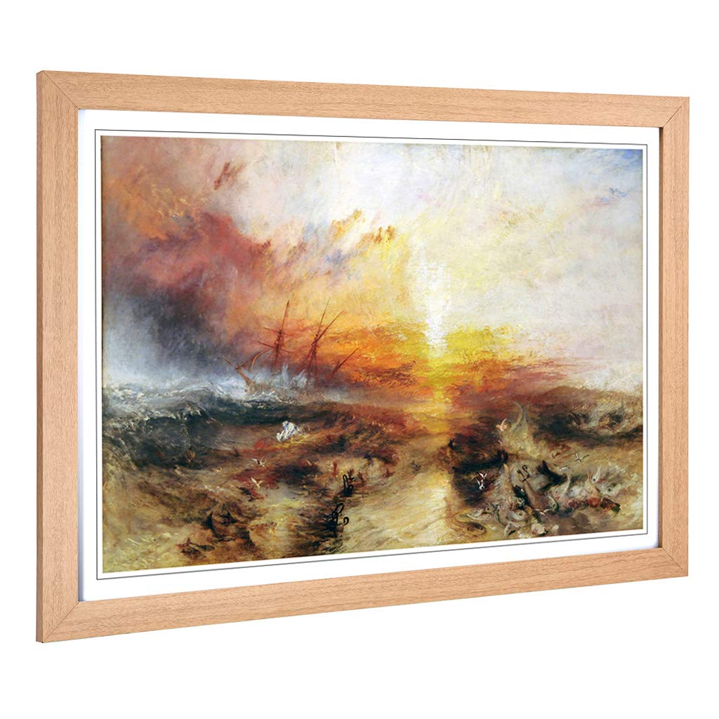 Big Box Art Framed Print of J.M.W (Joseph Mallord William Turner) -Typhoon Coming Design | Wall Art Picture| Home Decor for Living Room, Bedroom, Office, Oak, A2 / 24.5x18 Inch / 62x45cm