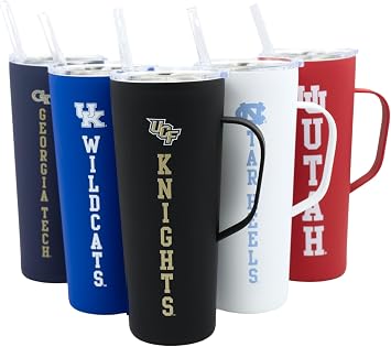 NCAA 20 oz. Stainless Steel Tumbler with Handle - Officially Licensed Double Walled Insulated Roadie with Slide Lid and Straw Central Florida - Black