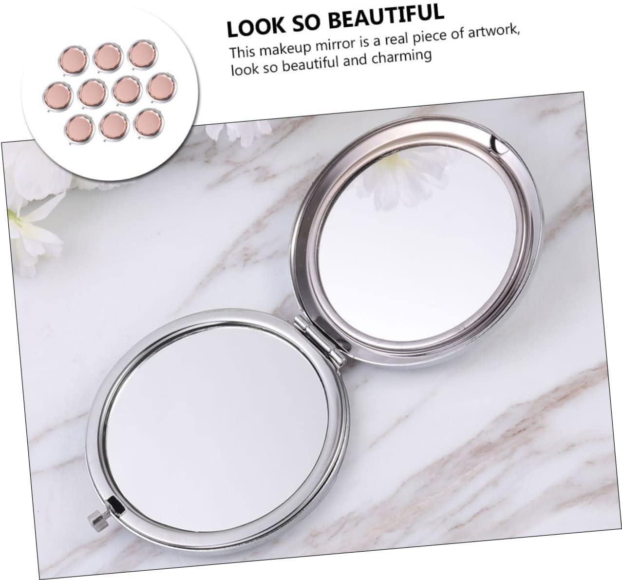 CLISPEED Double-Sided Makeup Mirror 10-Piece Set Foldable Handheld Compact Crystal Cosmetic Mirror for Travel Portable and Lightweight for Women