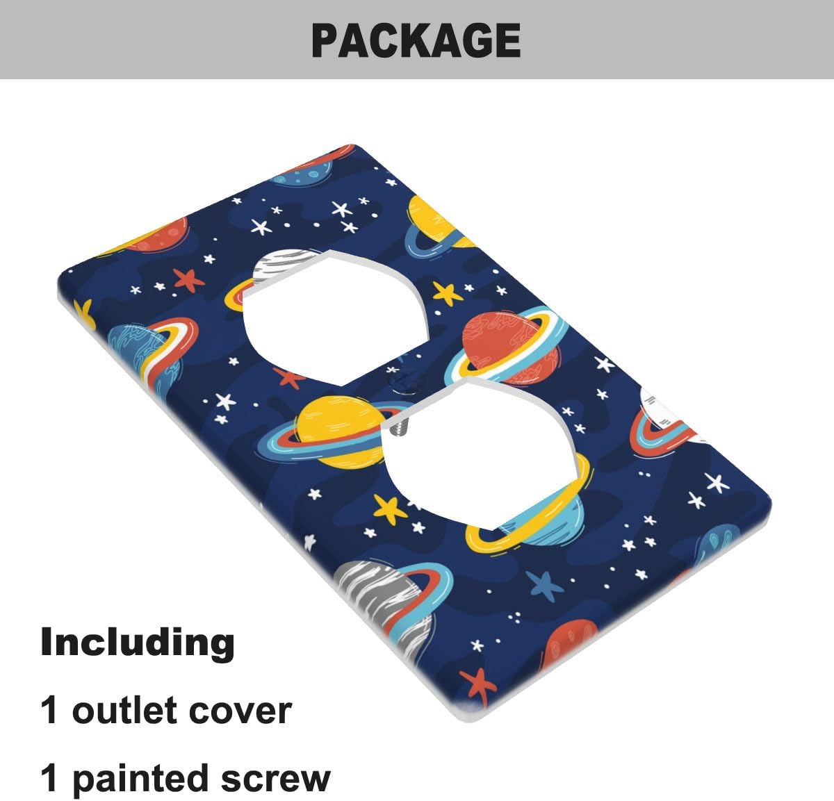 Cartoon Planets Wall Plate Cover Outer Space Starry Galaxy Nebula Outlet Covers 1-Gang Switch Plug Duplex Cover Home Bedroom Bathroom Kitchen