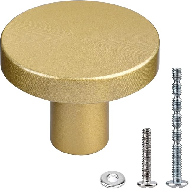 WEAVERBIRD Gold Knobs Cupboard Knobs 10 Pack Gold Drawer Pulls Round Cabinet Aluminum Alloy Cupboard Door Knobs Single Hole Kitchen Hardware Door Pull Handle with Screws Gold Knobs for Drawers