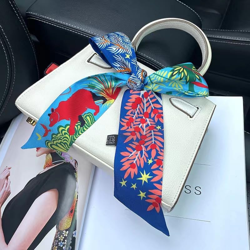 100% Mulberry Silk Scarf for Handbags,Bags, and Purses,1Pcs 2"x35" Hair Ribbon Skinny Neck Scarves for Women - Image 5
